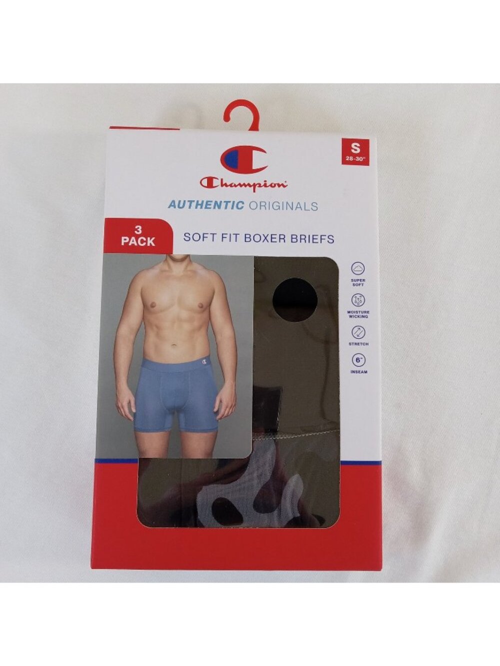Champion Men's Soft Fit Boxer Briefs 3 Pack SMALL  Moisture Wicking Stretch